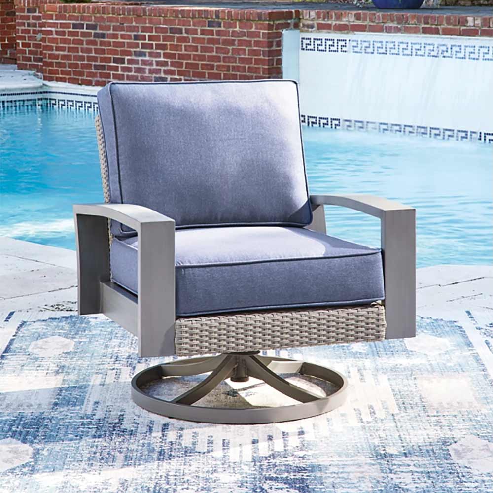 Ashley Furniture - Dillon Beach Outdoor Swivel Lounge Chair with Cushion
