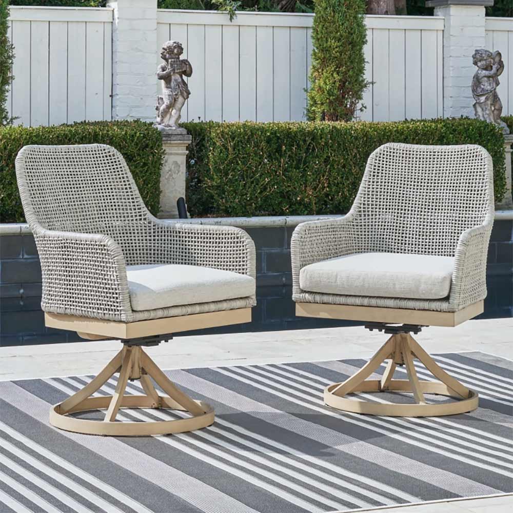 Ashley Furniture - Seton Creek Outdoor Swivel Dining Chair (Set of 2)
