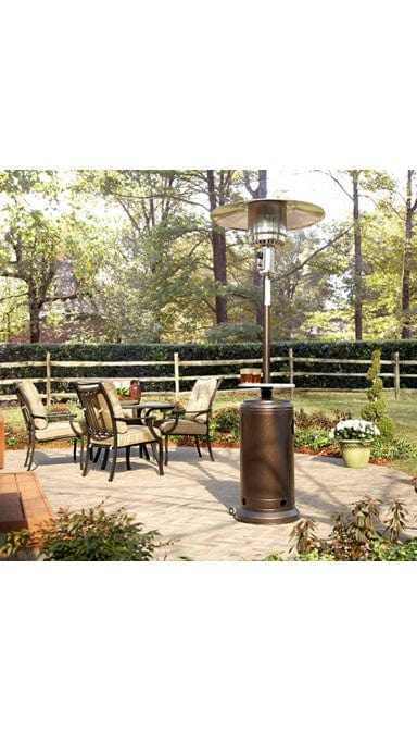 AZ Patio Heaters - 87" Tall Outdoor Patio Heater with Table - Hammered Bronze - HLDS01-CGT - Image 4