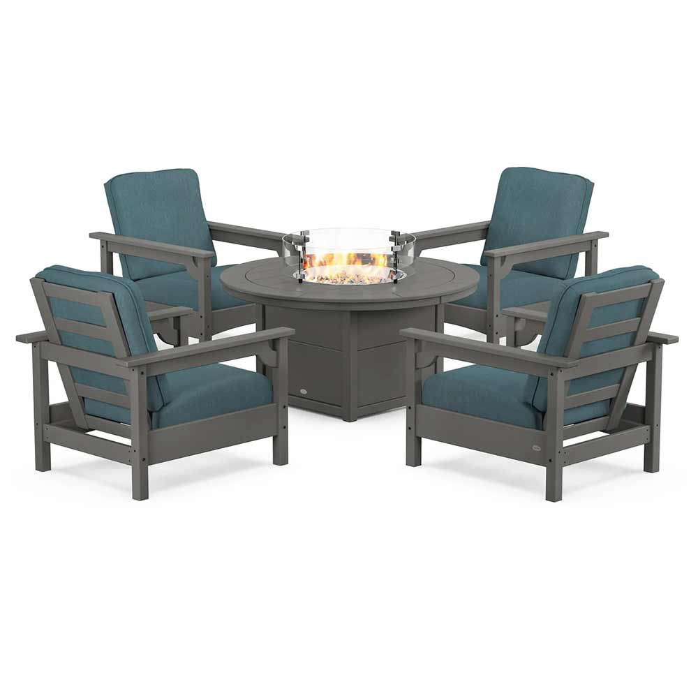 POLYWOOD® - Club 5-Piece Conversation Set with Fire Pit Table - PWS416 - Image 10
