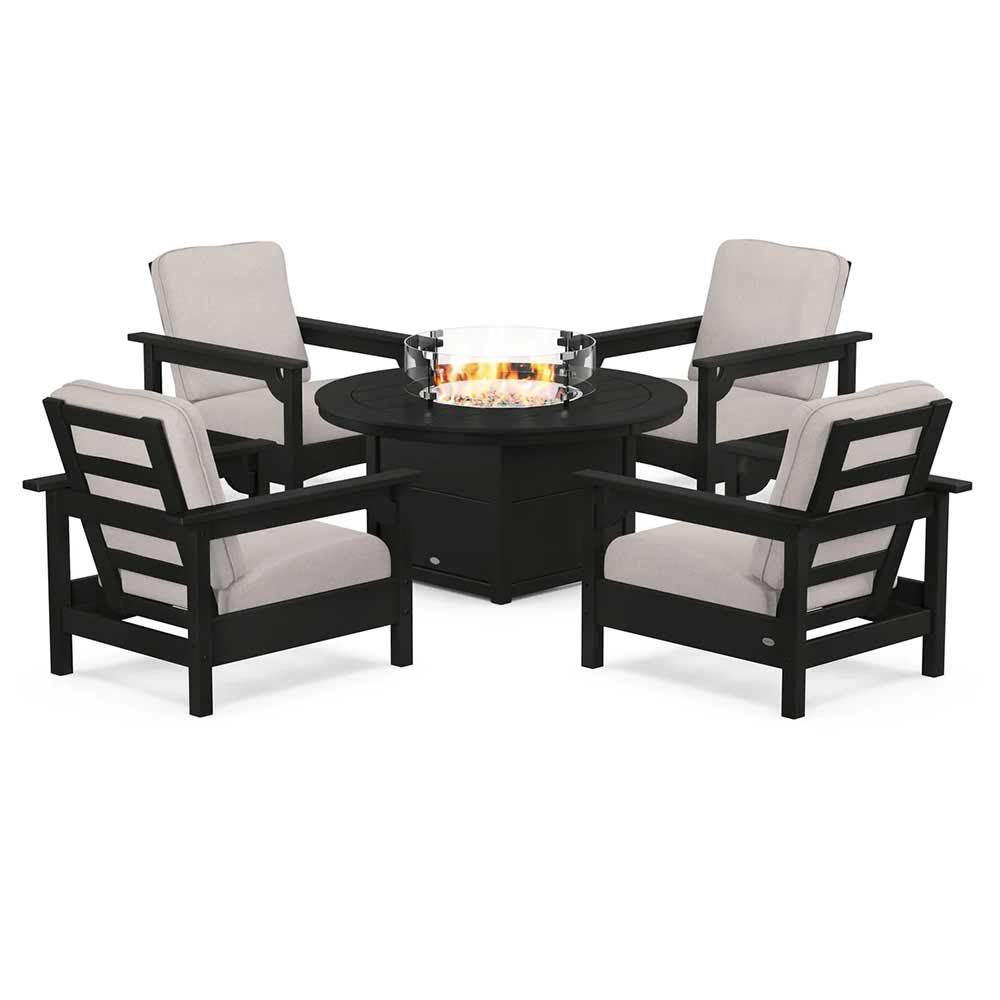 POLYWOOD® - Club 5-Piece Conversation Set with Fire Pit Table - PWS416 - Image 15