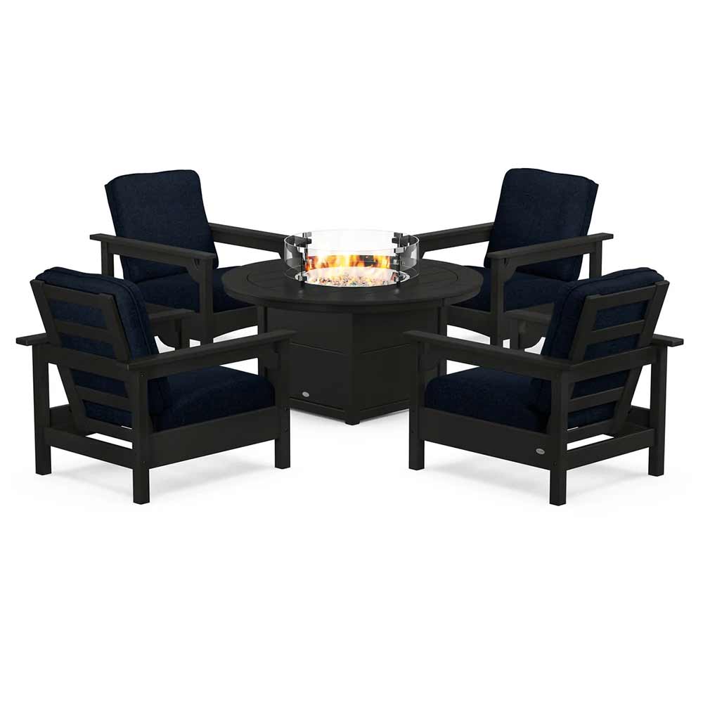 POLYWOOD® - Club 5-Piece Conversation Set with Fire Pit Table - PWS416 - Image 21