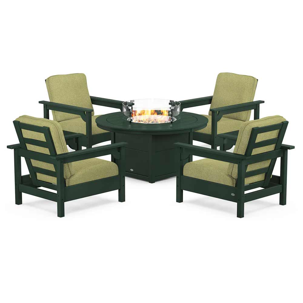 POLYWOOD® - Club 5-Piece Conversation Set with Fire Pit Table - PWS416 - Image 67
