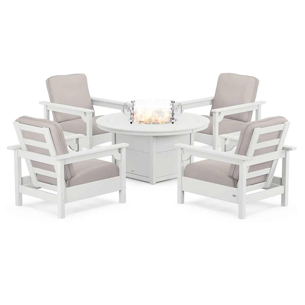 POLYWOOD® - Club 5-Piece Conversation Set with Fire Pit Table - PWS416 - Image 71