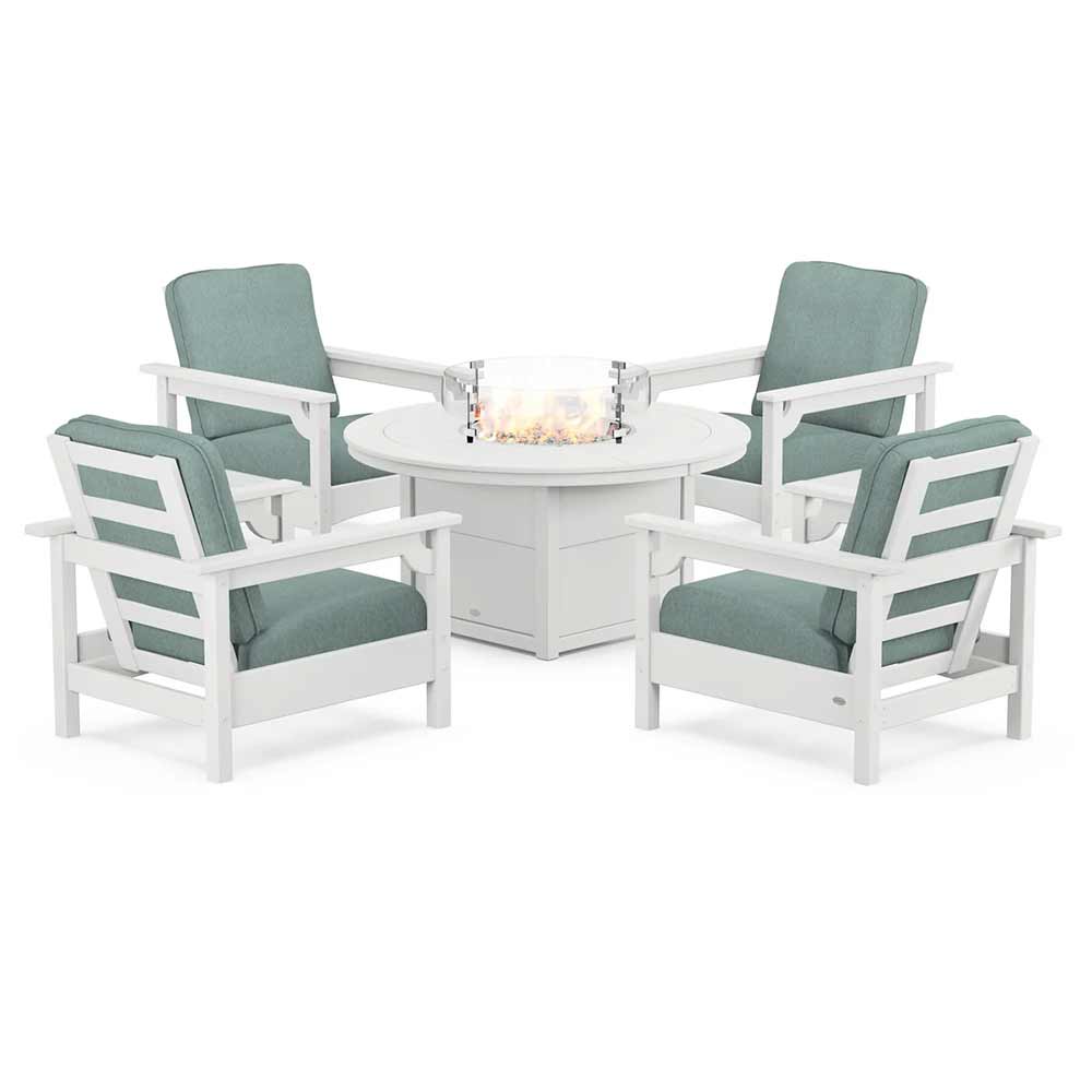 POLYWOOD® - Club 5-Piece Conversation Set with Fire Pit Table - PWS416 - Image 79