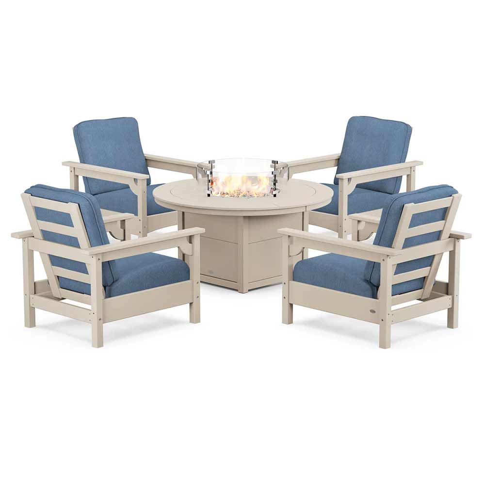 POLYWOOD® - Club 5-Piece Conversation Set with Fire Pit Table - PWS416 - Image 96