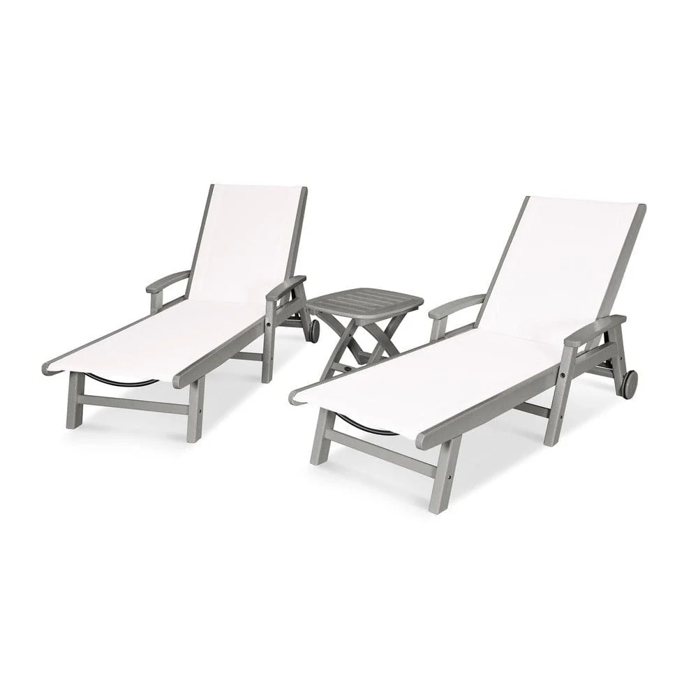 POLYWOOD® Coastal 3-Piece Wheeled Chaise Set - PWS423-1