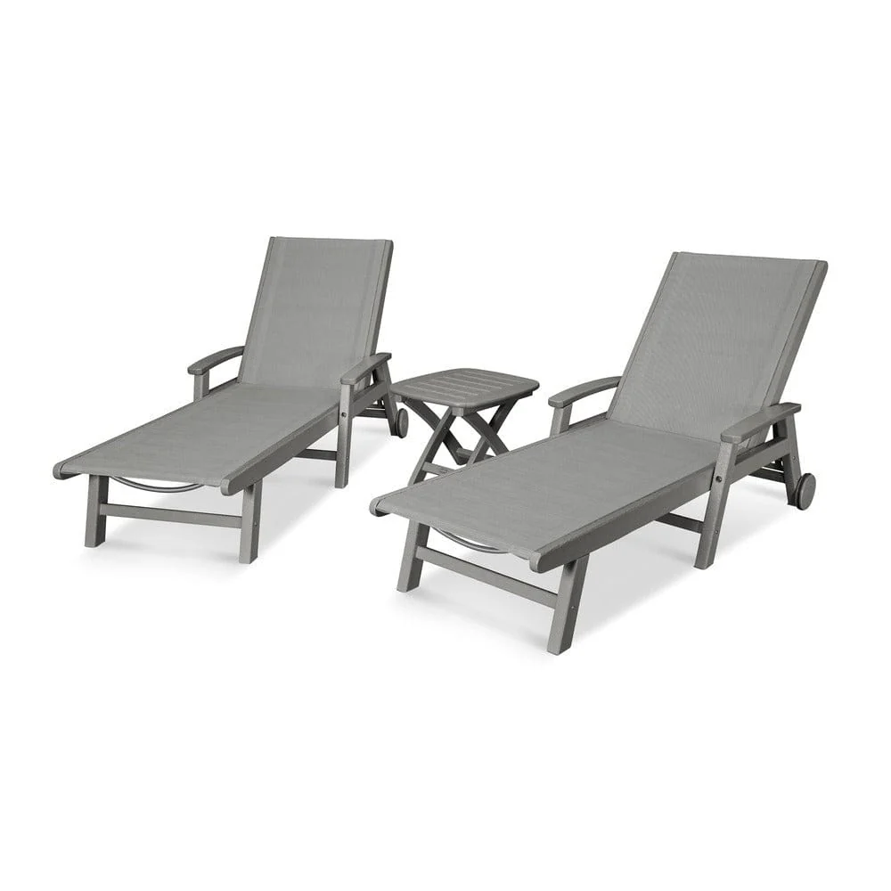 POLYWOOD® Coastal 3-Piece Wheeled Chaise Set - PWS423-1 - Image 33