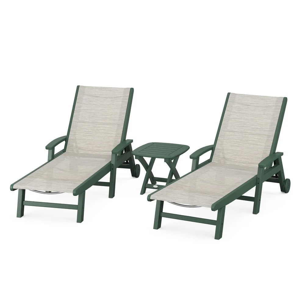 POLYWOOD® Coastal 3-Piece Wheeled Chaise Set - PWS423-1 - Image 75