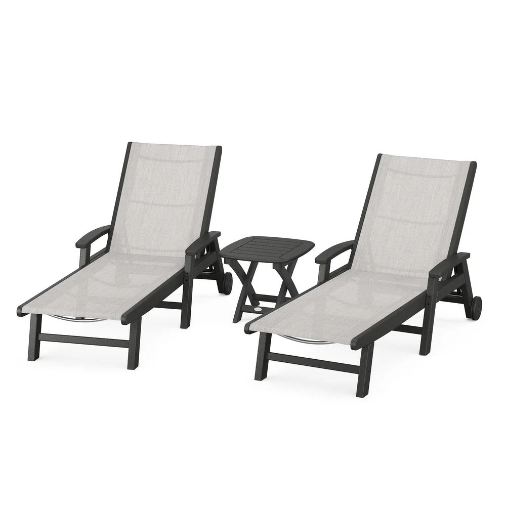 POLYWOOD® Coastal 3-Piece Wheeled Chaise Set - PWS423-1 - Image 76