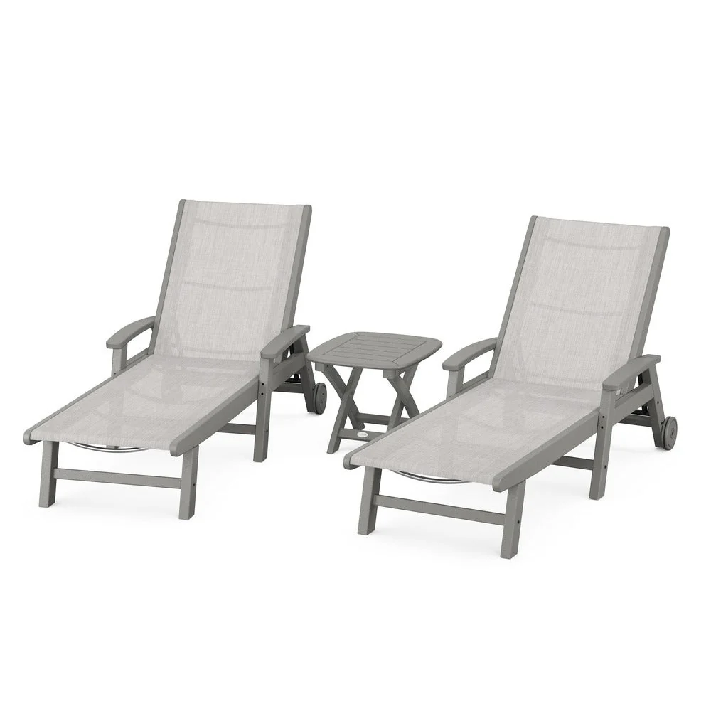 POLYWOOD® Coastal 3-Piece Wheeled Chaise Set - PWS423-1 - Image 78