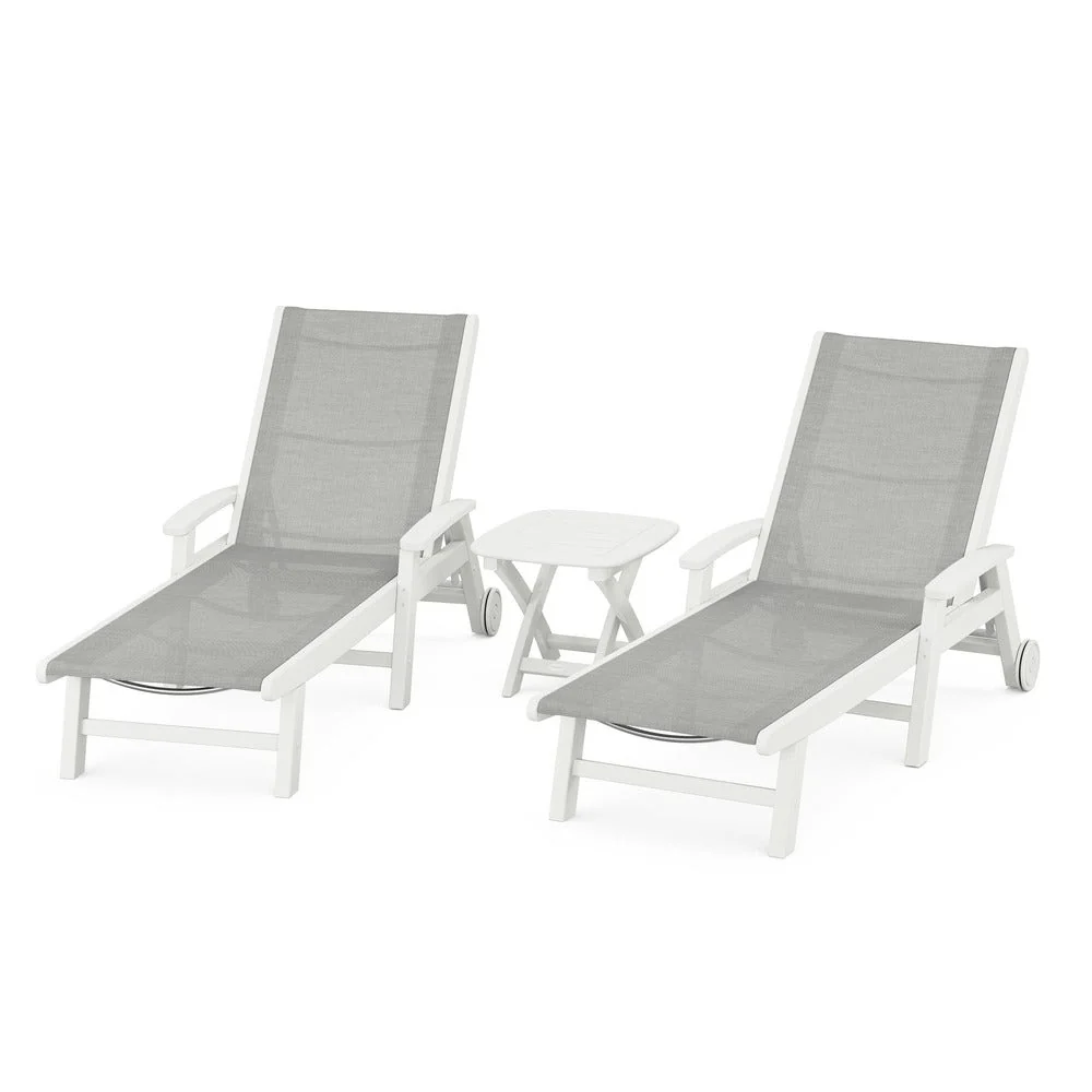 POLYWOOD® Coastal 3-Piece Wheeled Chaise Set - PWS423-1 - Image 79