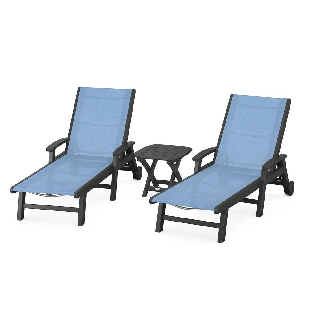 POLYWOOD® Coastal 3-Piece Wheeled Chaise Set - PWS423-1 - Image 86
