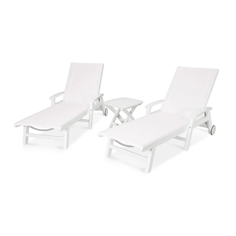 POLYWOOD® Coastal 3-Piece Wheeled Chaise Set - PWS423-1 - Image 91