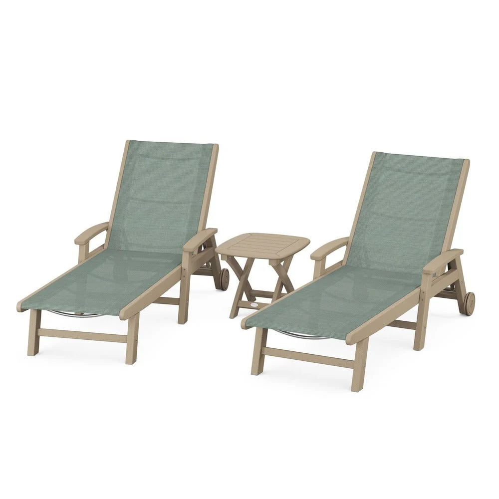 POLYWOOD® Coastal 3-Piece Wheeled Chaise Set - PWS423-1 - Image 92