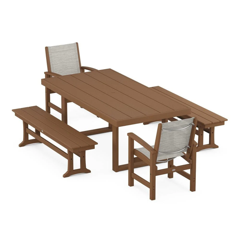 POLYWOOD® - Coastal 5-Piece Dining Set with Trestle Legs - PWS870 - Image 100