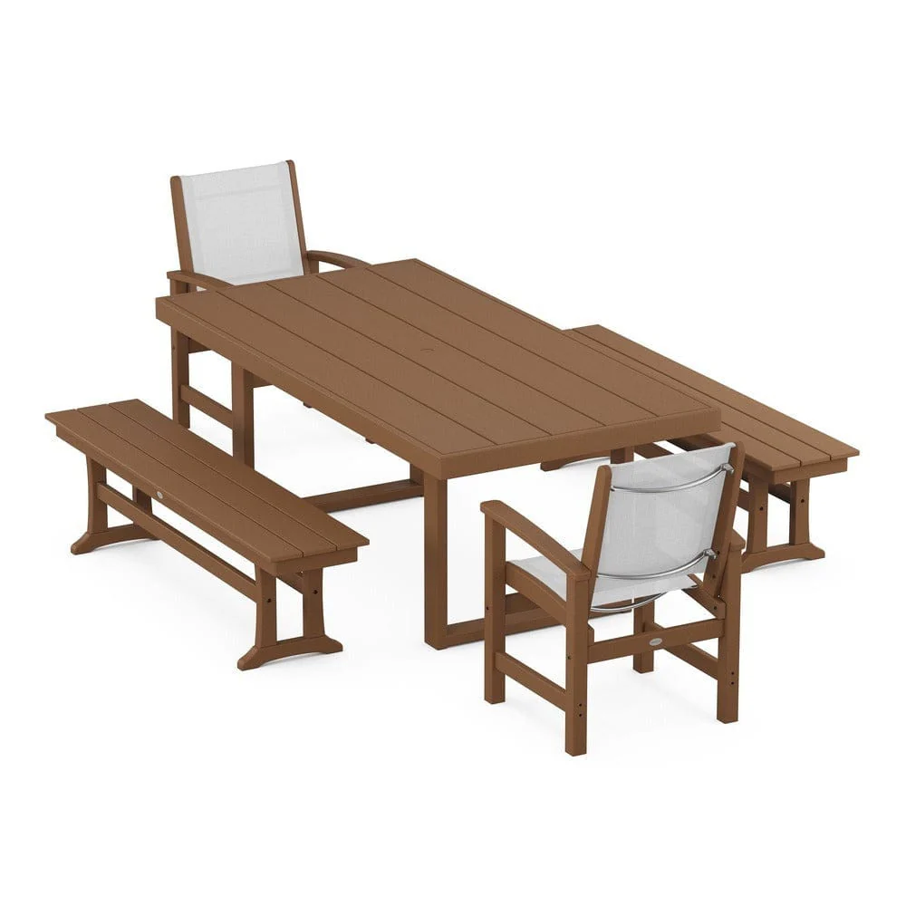 POLYWOOD® - Coastal 5-Piece Dining Set with Trestle Legs - PWS870 - Image 101