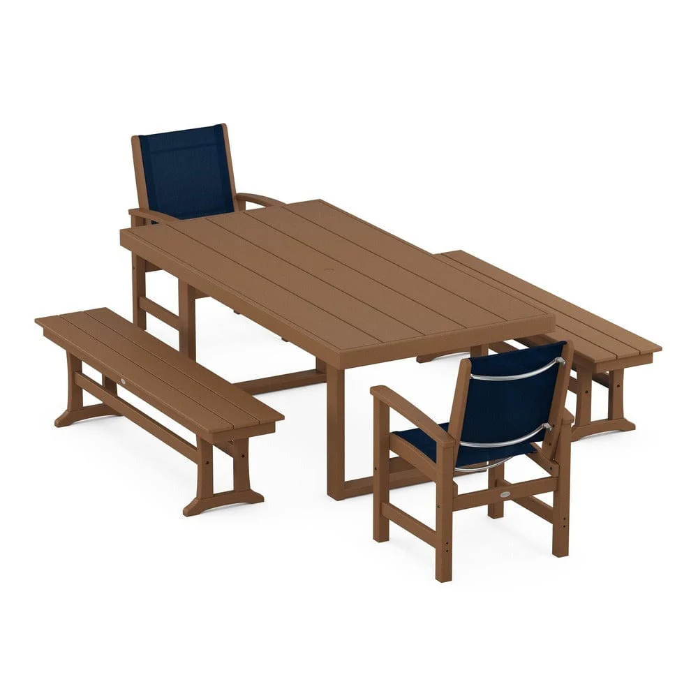 POLYWOOD® - Coastal 5-Piece Dining Set with Trestle Legs - PWS870 - Image 103