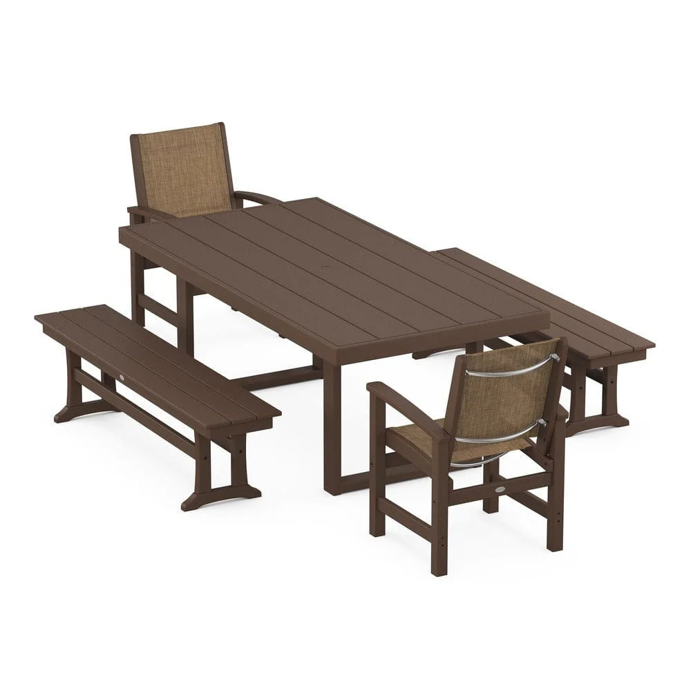 POLYWOOD® - Coastal 5-Piece Dining Set with Trestle Legs - PWS870 - Image 108