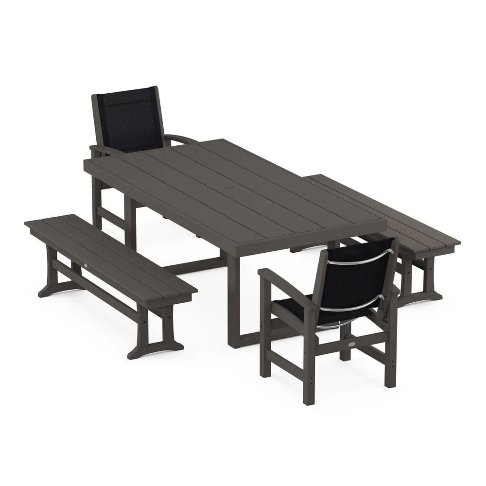 POLYWOOD® - Coastal 5-Piece Dining Set with Trestle Legs - PWS870 - Image 109