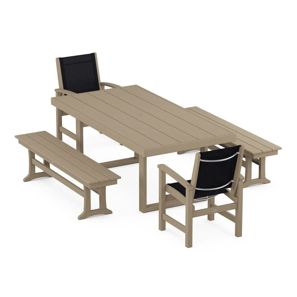 POLYWOOD® - Coastal 5-Piece Dining Set with Trestle Legs - PWS870 - Image 112