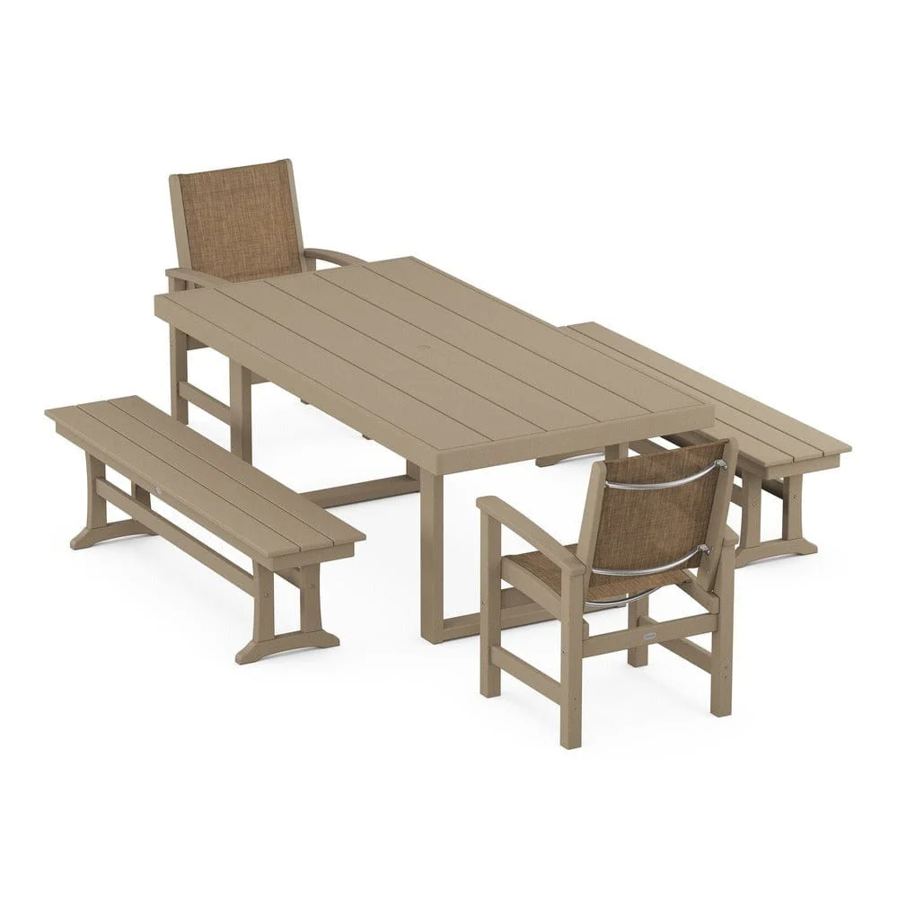 POLYWOOD® - Coastal 5-Piece Dining Set with Trestle Legs - PWS870 - Image 113
