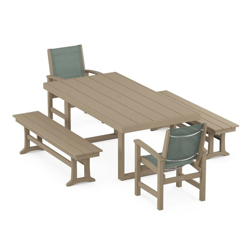 POLYWOOD® - Coastal 5-Piece Dining Set with Trestle Legs - PWS870 - Image 29