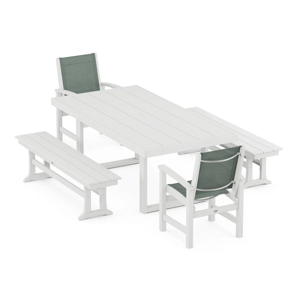 POLYWOOD® - Coastal 5-Piece Dining Set with Trestle Legs - PWS870 - Image 30