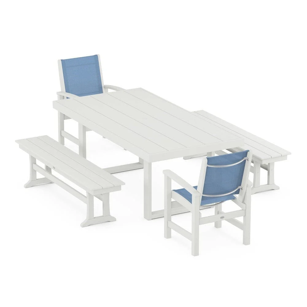 POLYWOOD® - Coastal 5-Piece Dining Set with Trestle Legs - PWS870 - Image 33