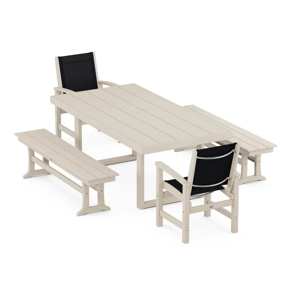 POLYWOOD® - Coastal 5-Piece Dining Set with Trestle Legs - PWS870 - Image 4