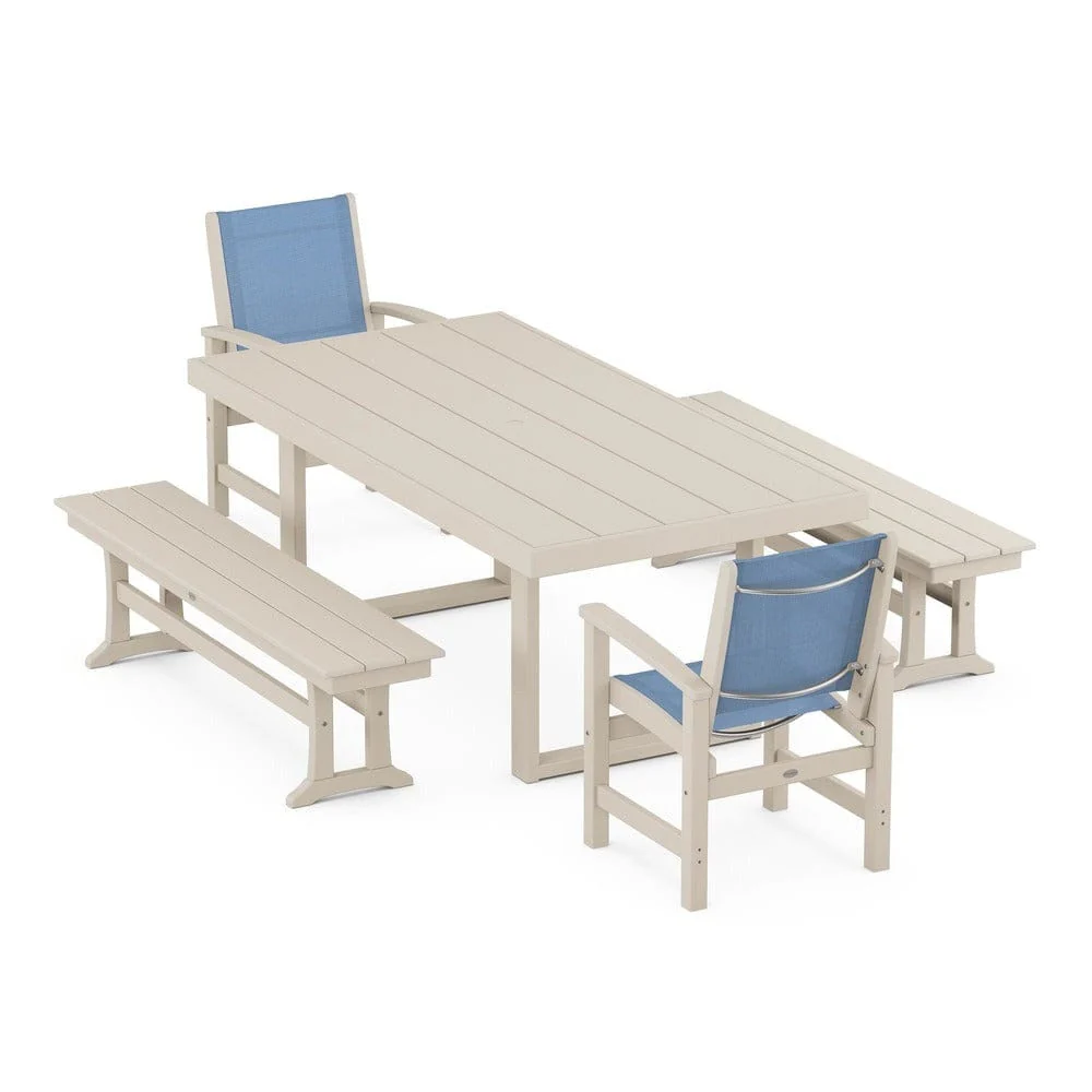 POLYWOOD® - Coastal 5-Piece Dining Set with Trestle Legs - PWS870 - Image 41