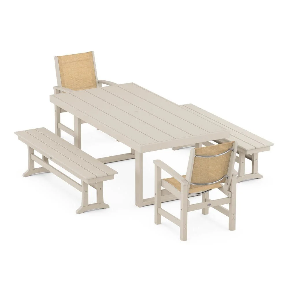 POLYWOOD® - Coastal 5-Piece Dining Set with Trestle Legs - PWS870 - Image 46