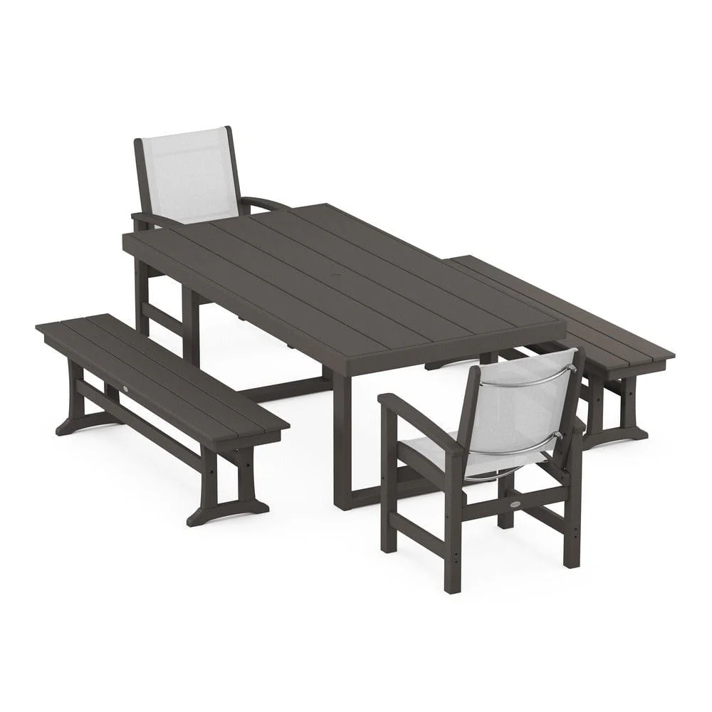 POLYWOOD® - Coastal 5-Piece Dining Set with Trestle Legs - PWS870 - Image 48