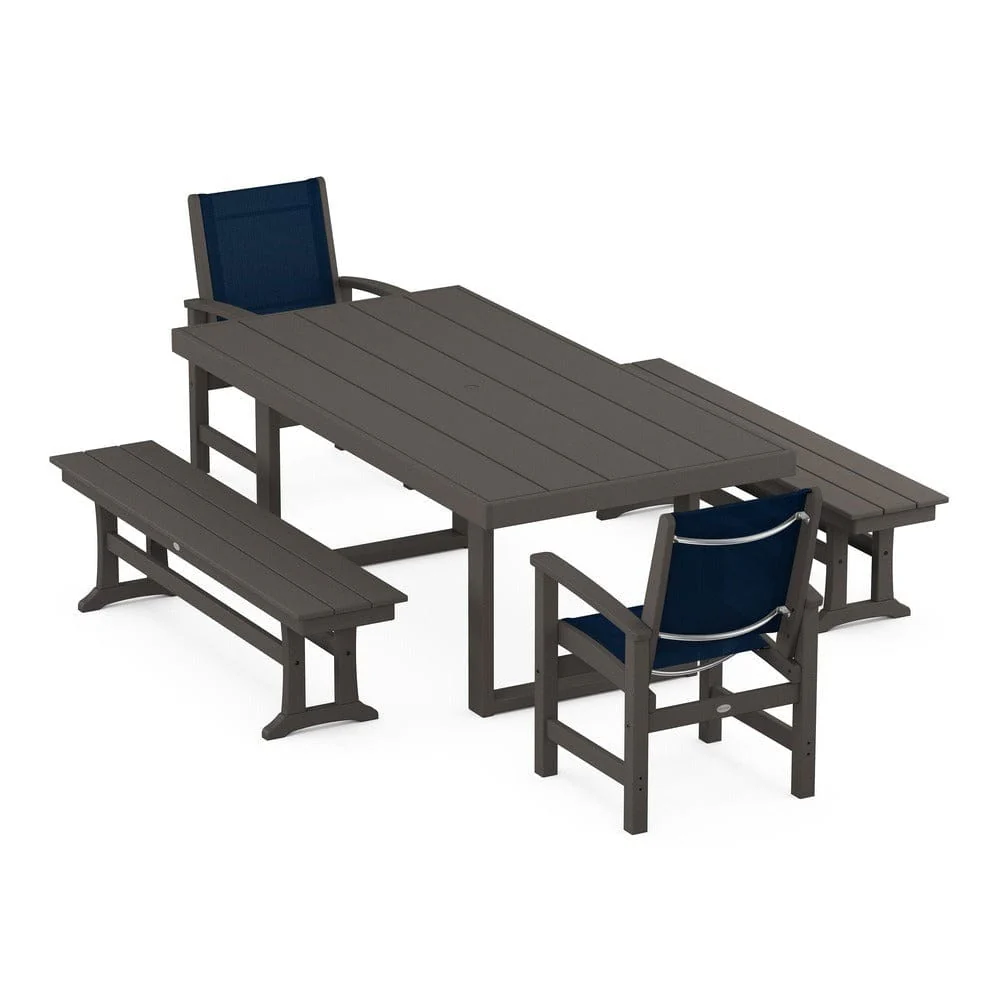 POLYWOOD® - Coastal 5-Piece Dining Set with Trestle Legs - PWS870 - Image 5