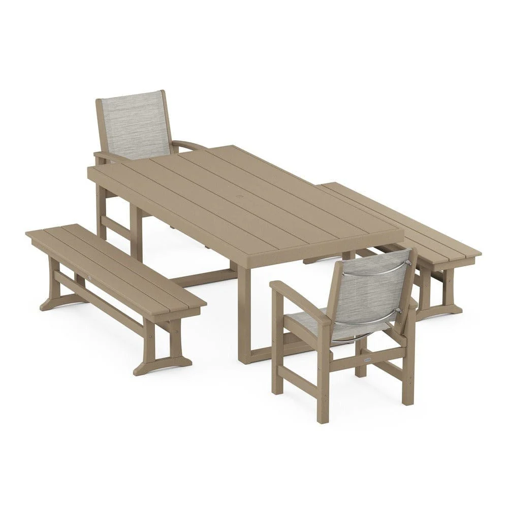 POLYWOOD® - Coastal 5-Piece Dining Set with Trestle Legs - PWS870 - Image 52