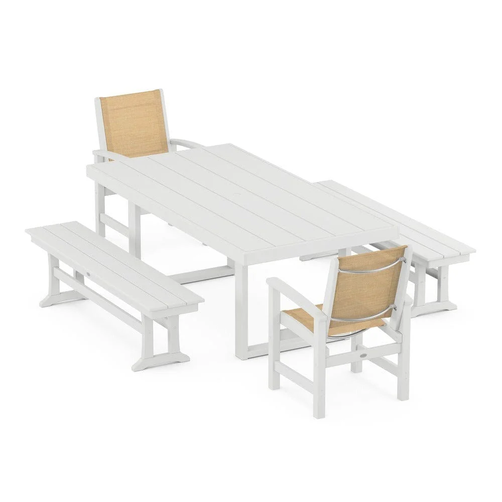 POLYWOOD® - Coastal 5-Piece Dining Set with Trestle Legs - PWS870 - Image 55