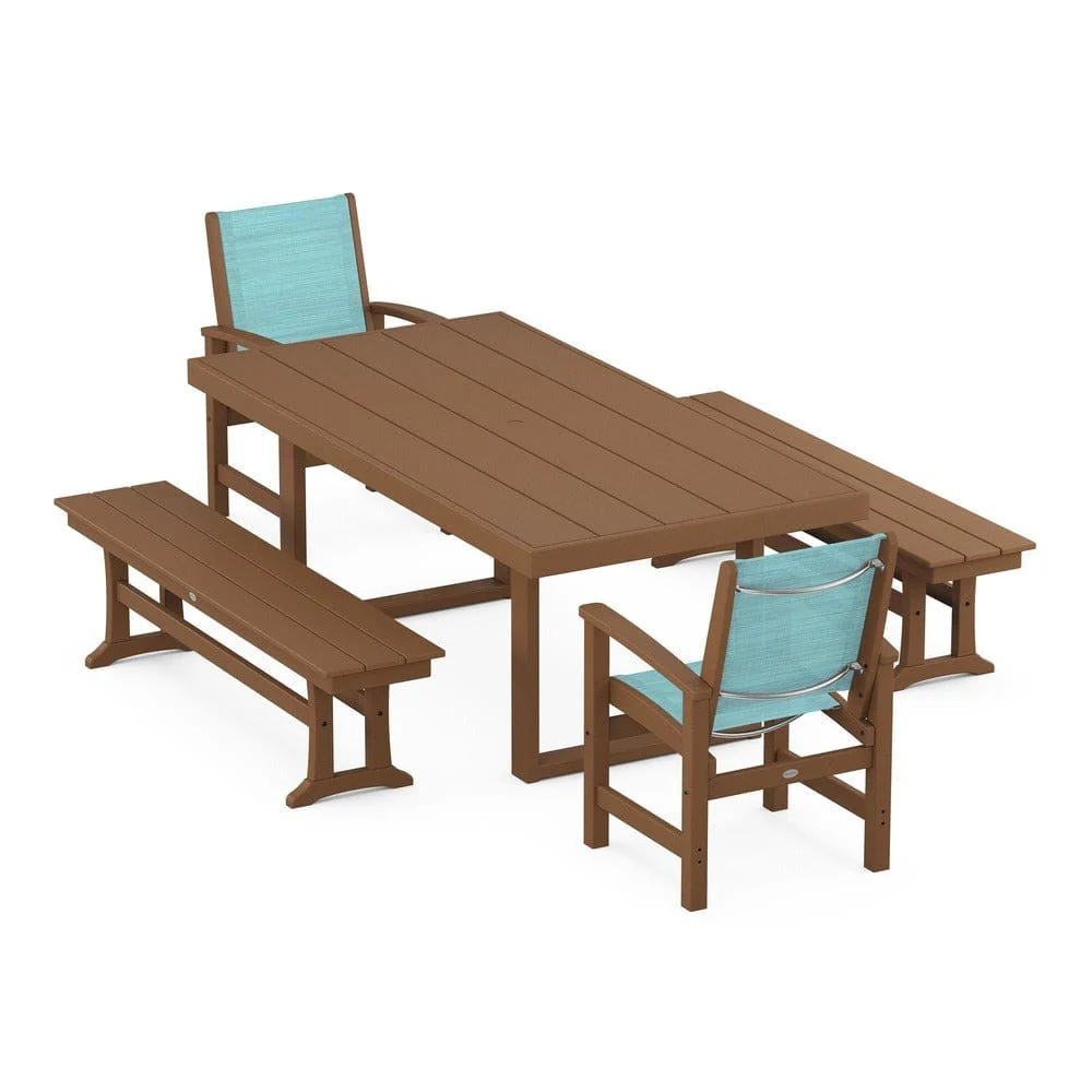 POLYWOOD® - Coastal 5-Piece Dining Set with Trestle Legs - PWS870 - Image 56