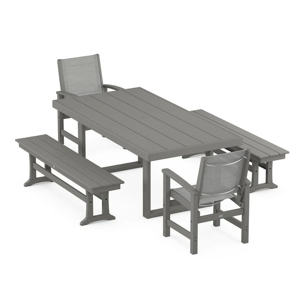 POLYWOOD® - Coastal 5-Piece Dining Set with Trestle Legs - PWS870 - Image 57