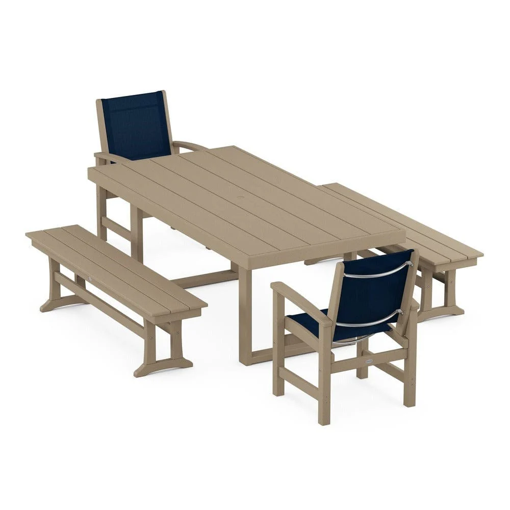 POLYWOOD® - Coastal 5-Piece Dining Set with Trestle Legs - PWS870 - Image 65