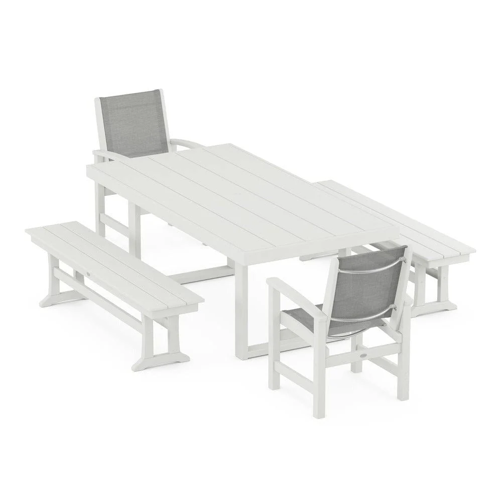 POLYWOOD® - Coastal 5-Piece Dining Set with Trestle Legs - PWS870 - Image 68