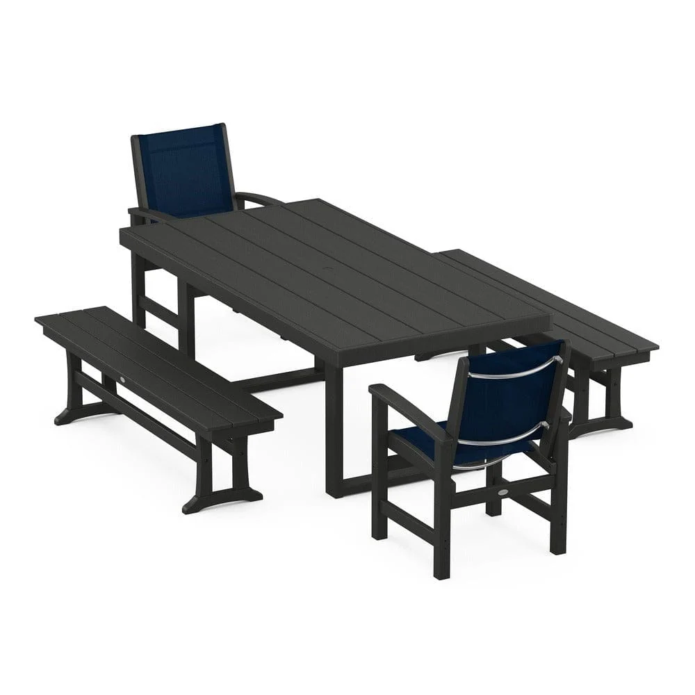 POLYWOOD® - Coastal 5-Piece Dining Set with Trestle Legs - PWS870 - Image 69