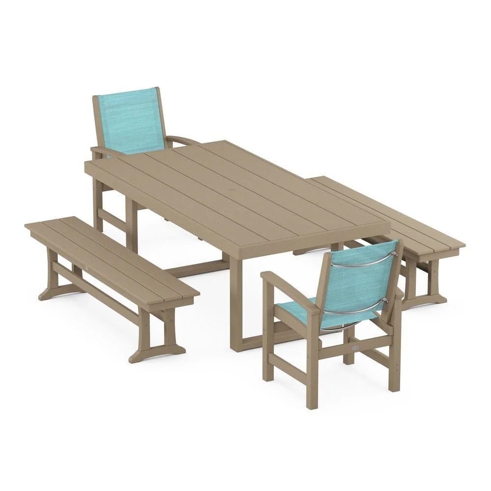 POLYWOOD® - Coastal 5-Piece Dining Set with Trestle Legs - PWS870 - Image 7