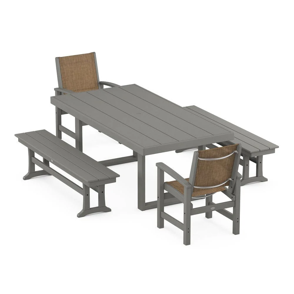 POLYWOOD® - Coastal 5-Piece Dining Set with Trestle Legs - PWS870 - Image 71