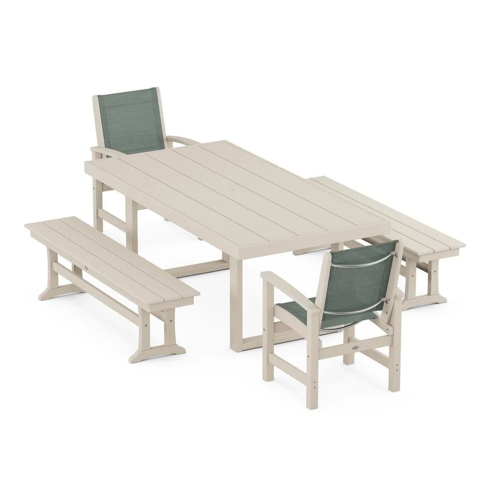 POLYWOOD® - Coastal 5-Piece Dining Set with Trestle Legs - PWS870 - Image 73