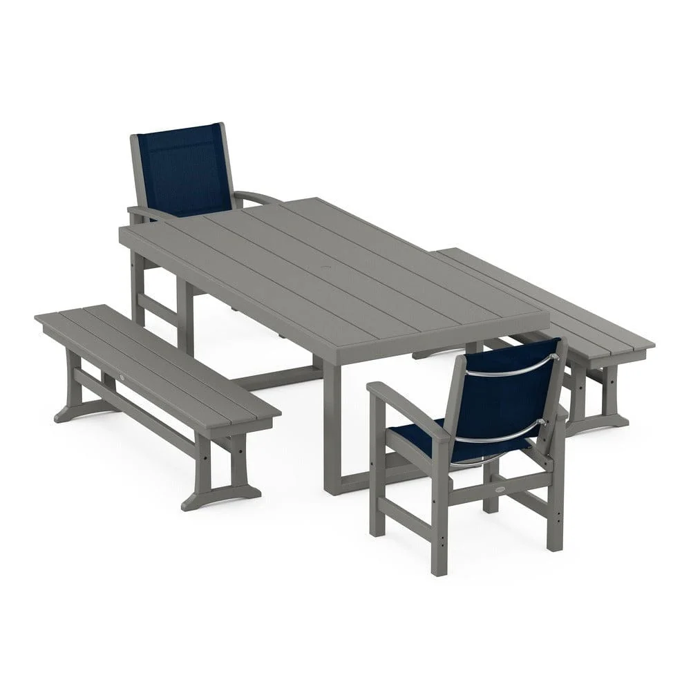 POLYWOOD® - Coastal 5-Piece Dining Set with Trestle Legs - PWS870 - Image 76