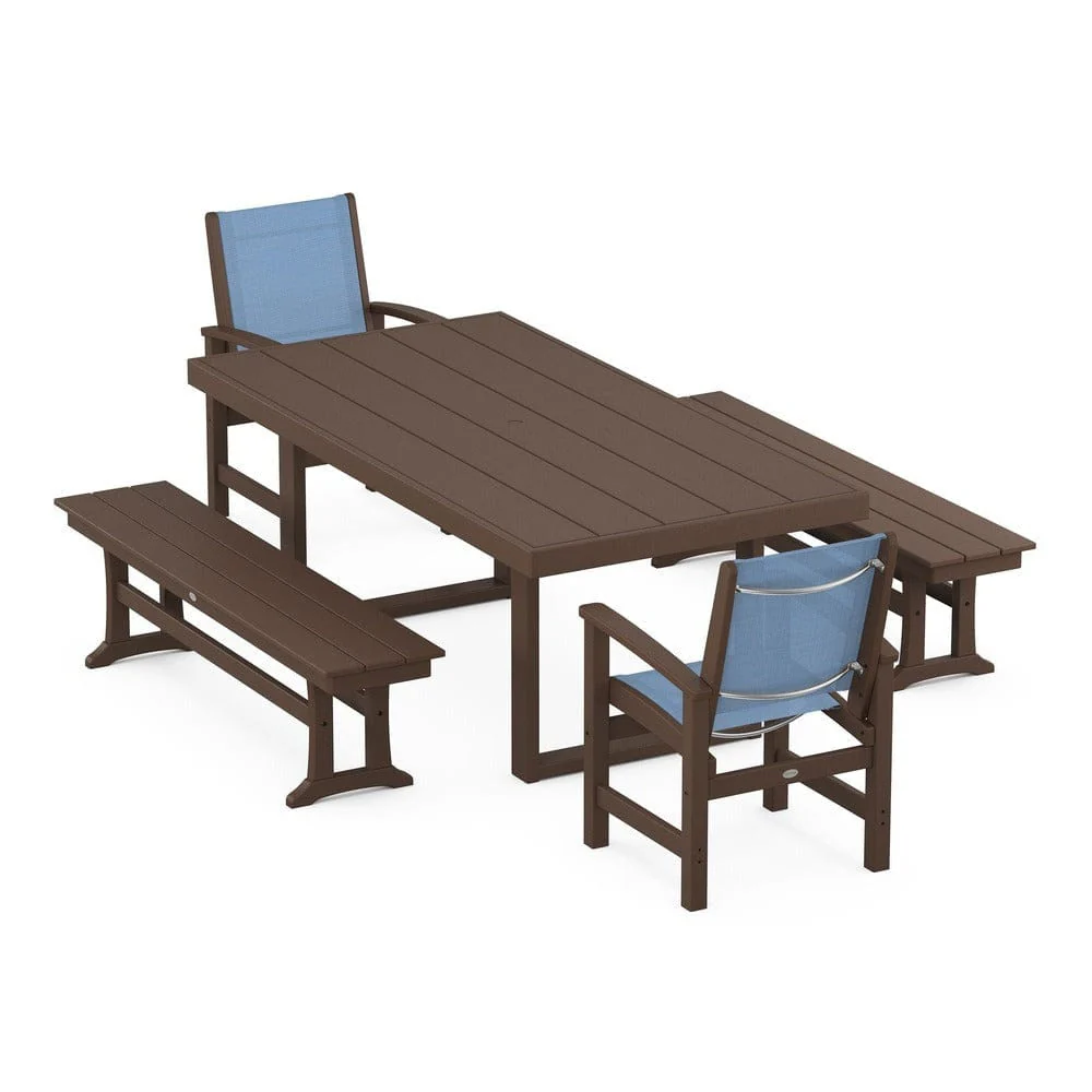 POLYWOOD® - Coastal 5-Piece Dining Set with Trestle Legs - PWS870 - Image 77