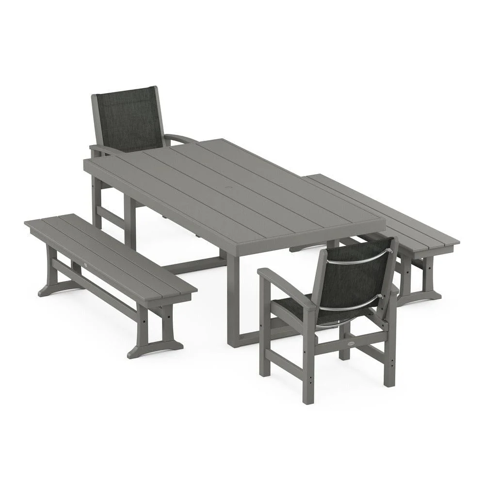 POLYWOOD® - Coastal 5-Piece Dining Set with Trestle Legs - PWS870 - Image 80