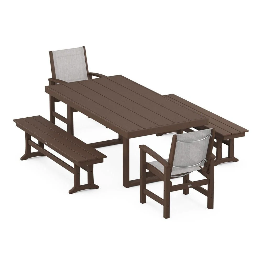 POLYWOOD® - Coastal 5-Piece Dining Set with Trestle Legs - PWS870 - Image 85