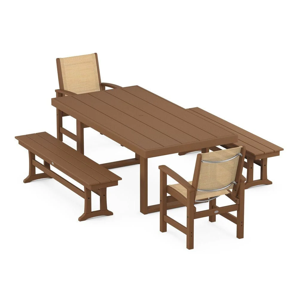 POLYWOOD® - Coastal 5-Piece Dining Set with Trestle Legs - PWS870 - Image 9