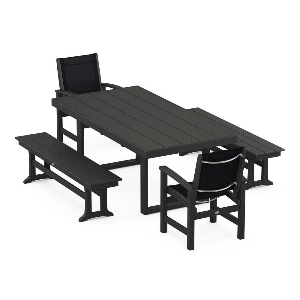 POLYWOOD® - Coastal 5-Piece Dining Set with Trestle Legs - PWS870 - Image 90